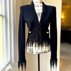 Balmain fringe collar and sleeve jacket, size 38